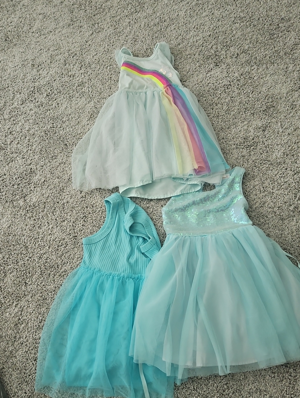 Kids Aqua Rainbow Tulle Costume Dress - Brand Unknown All 3 Or 1.